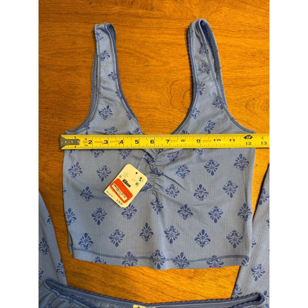 NWT Free People Women's Fresh In Love Crop Floral Lounge Set Blue Size Small - Picture 6 of 11